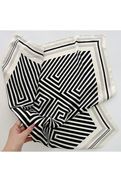 AKSESUARIM Colorful, Special Patterned 70X70 Size Stylish Satin Scarf