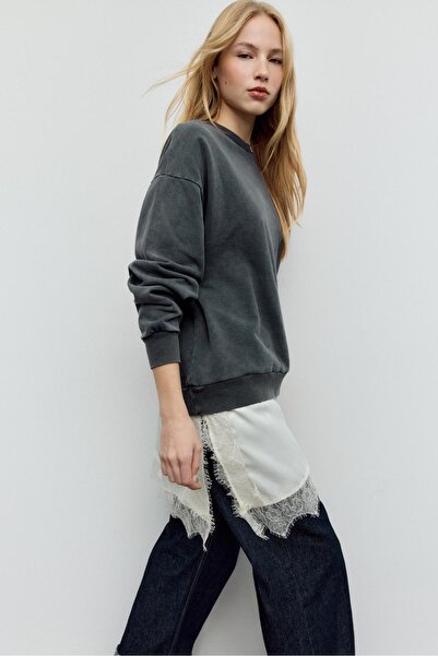 Stradivarius Saten etekli Sweatshirt