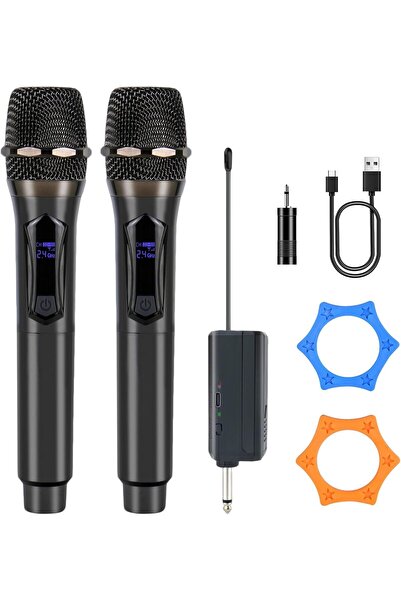 XIUWOO ميكروفون كاريوكي لاسلكي محمول باليد، ديناميكي، مدى 160 قدمًا، قابل لإعادة الشحن (رمادي)