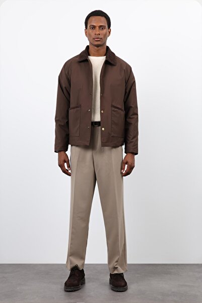 Antioch Brown Contrast Collar Men's Coat