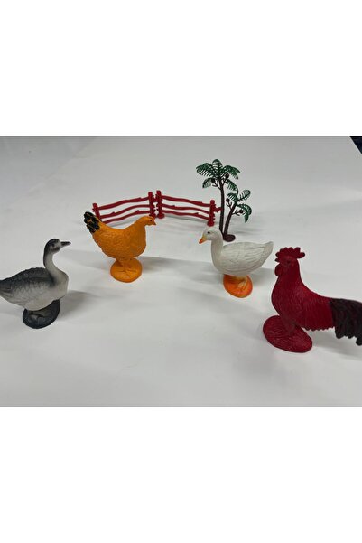 Vardem Plastik Kümes ve Çiftlik Hayvanları Oyuncak Tavuk Horoz Ördek Kaz 7 Parça