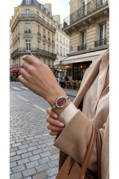 KLISHE Butik Velvet Silver & Bordo Çelik Kadın Kol Saati, Old Money, Şık, Saa...