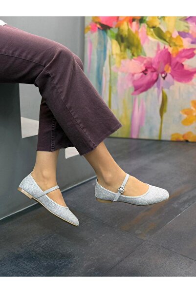 DİVA Ασημένιο Με γκλίτερ με λουράκια Γυναικείο Casual Μπαλαρίνα