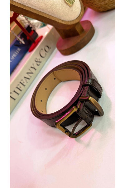 Melissatelier حزام نسائي بإبزيم ذهبي بني داكن