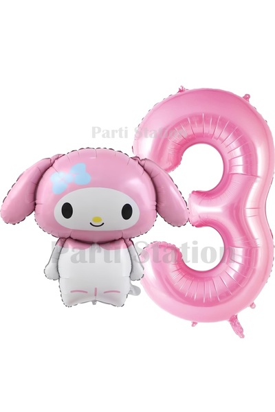 Parti Station Sanrio My Melody Concept Foil Balloon and 3-Year-Old Pink Foil ...