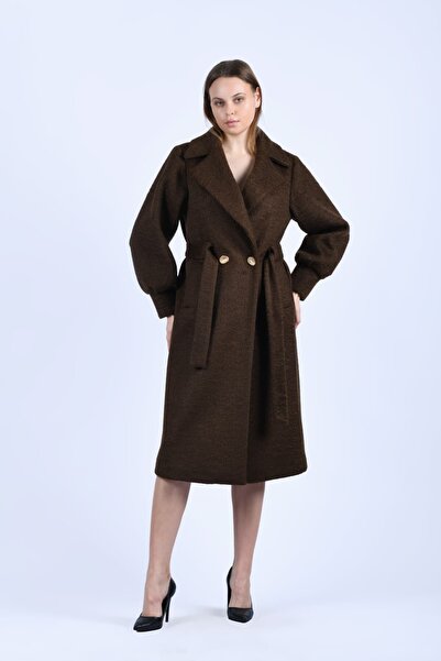 la luce Kahve Kuşaklı Uzun Kaban - QK38