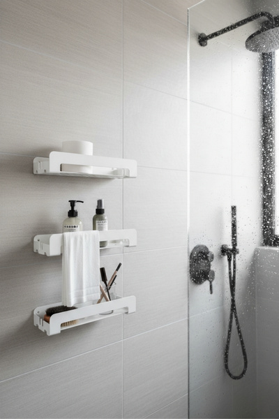 Grandmix حامل شامبو داخل الدش، حامل صابون الحمام، قطعة واحدة، 30 سم