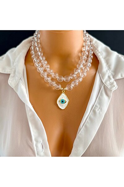 Limi Design Bead Eye Necklace,Transparent Bead Necklace,Eye Necklace
