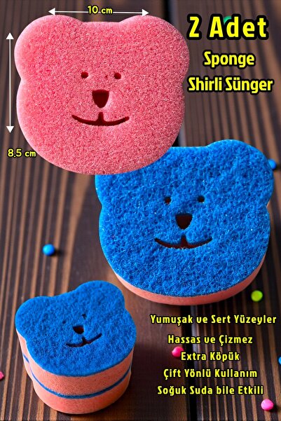 Technow Sponge Çift Taraflı Gülen Yüz Çok Amaçlı Sihirli Bulaşık Süngeri Pemb...