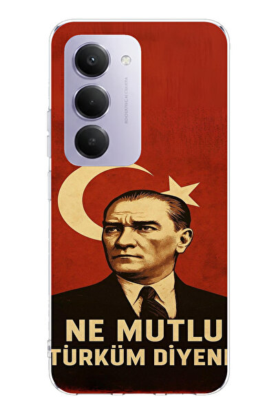 TechTree حافظة سيليكون مطبوع متوافقة مع هاتف Redmi 15 4G بتصميم علم تركيا الس...