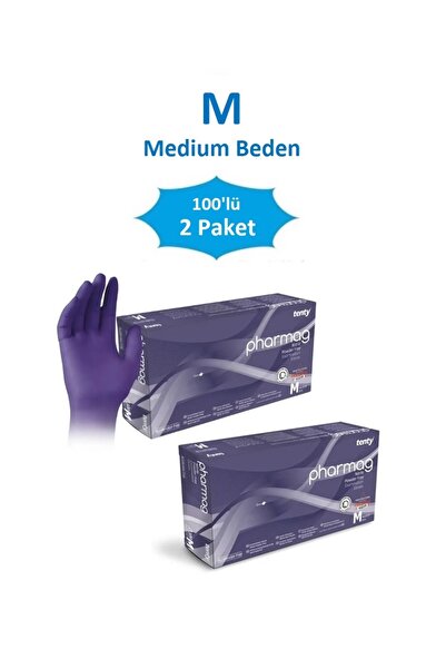 QBR Home 2'li Paket Nitril Eldiven. Medium. Pudrasız ( 2 Adet 100'lü Paket ) ...