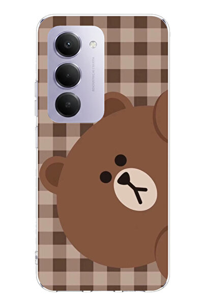 TechTree حافظة سيليكون مطبوع متوافقة مع هاتف Redmi 15 4G بتصميم دب بني