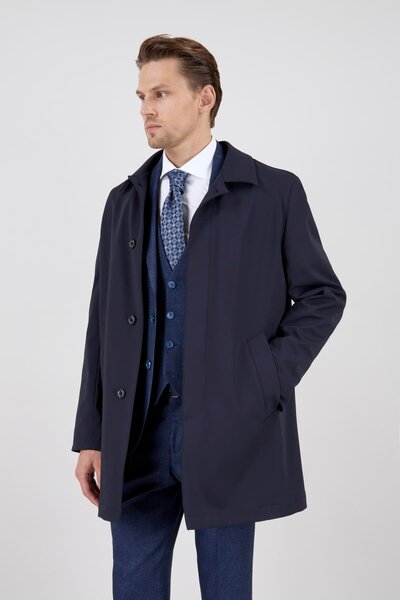 PR PACO ROMANO ART OF FASHİON Erkek Lacivert Uzun Palto