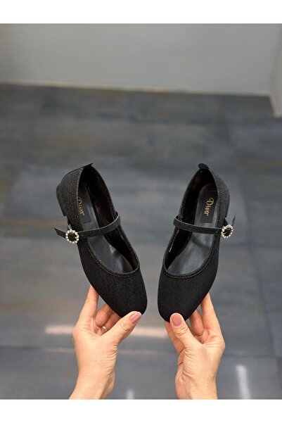 DİVA Siyah Simli Bantlı Kadın Günlük Babet
