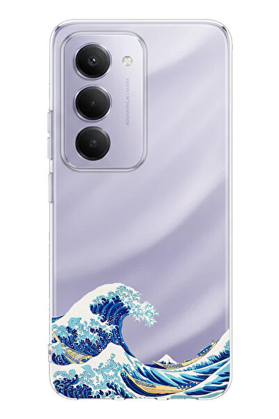 TechTree حافظة سيليكون مطبوع متوافقة مع هاتف Redmi 15 4G بتصميم مموج من كاناغاوا أوكي نامي أورا