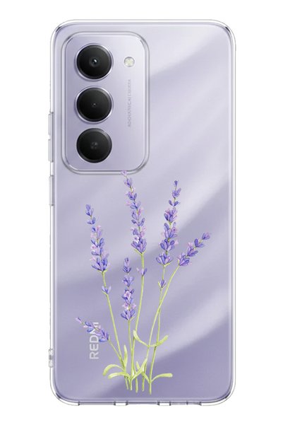 TechTree حافظة سيليكون مطبوع متوافقة مع هاتف Redmi 15 4G بتصميم زهرة اللافندر