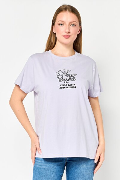 SANRIO Hello Kitty And Friends x Saniro Women Crew Neck Short Sleeve Graphic Print T-Shirt, Purple