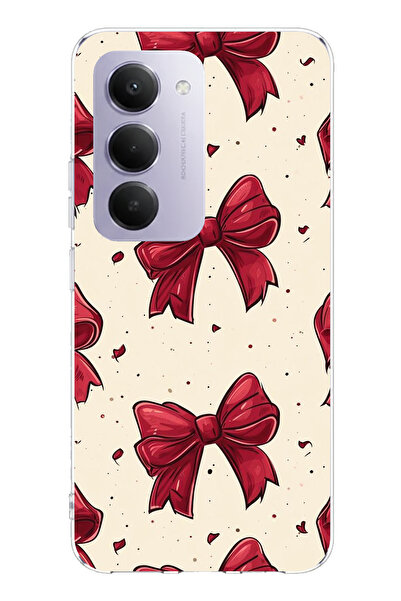 TechTree حافظة سيليكون مطبوع متوافقة مع هاتف Redmi 15 4G بتصميم فيونكات حمراء...