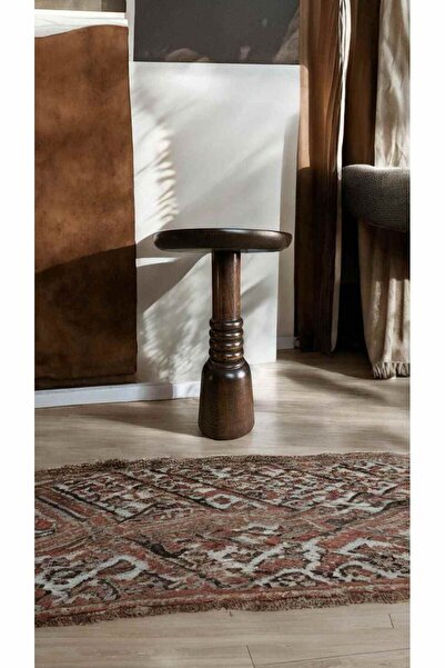 Simillo Home&Living Doğal Masif Ahşap Tekli Yan Sehpa – Ceviz Renk Mantar Seh...