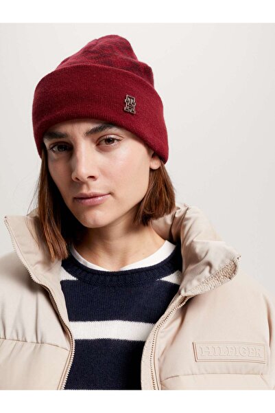 Tommy Hilfiger MONOGRAM ALL OVER BE Kadın Kırmızı Bere