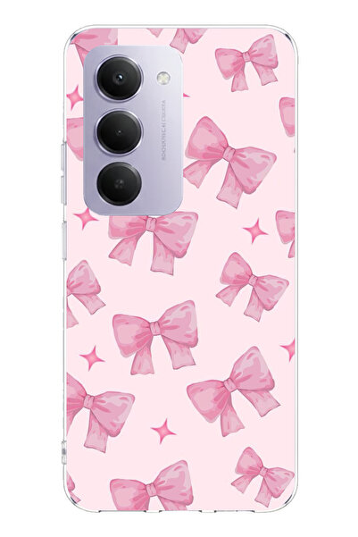 TechTree حافظة سيليكون مطبوع متوافقة مع هاتف Redmi 15 4G بتصميم فيونكات وردية