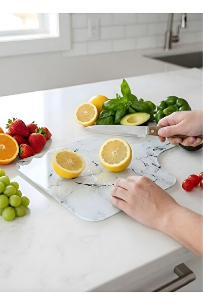 Borambalaj Marble Pattern Glass Cutting Board