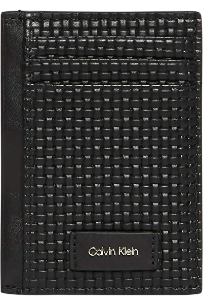 Calvin Klein EMBOSSED WOVEN N/S CARD CASE Erkek Siyah Cüzdan