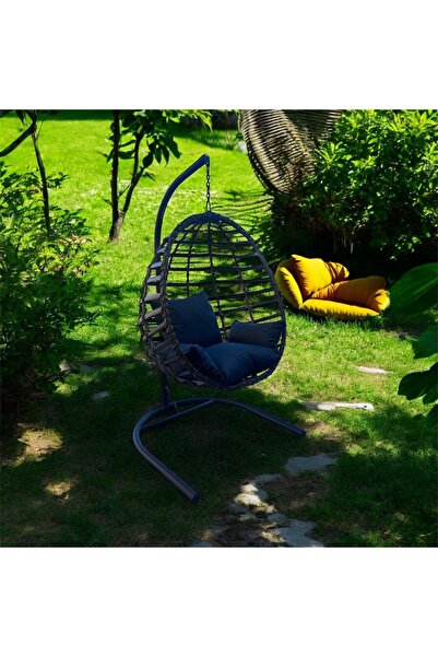 FYAQA HOME Armut Salıncak Tek Kişilik Rattan Örgü Bahçe Balkon Ev Salıncağı