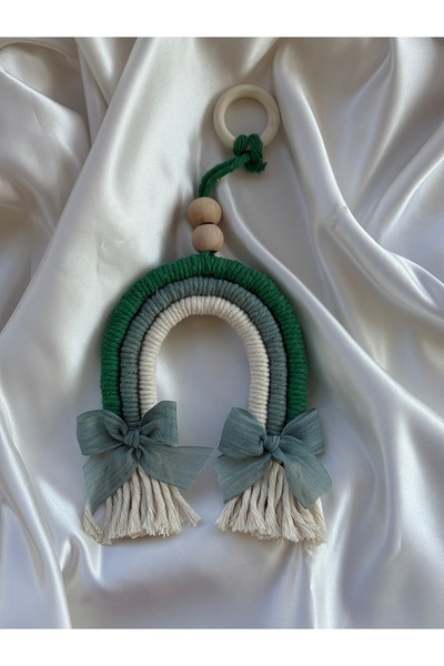 Puffybaby Bebek Odası Duvar Dekorasyon Süs - Yeşil Gökkuşağı - Makrome Hediyelik