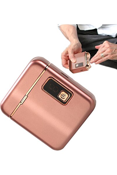 Generic Auto Electric Nail Clippers - 3-Mode Adjustable, LED Light, Storage (Rose Gold)