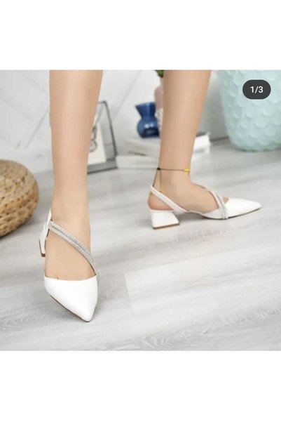 Berfu shoes Classic Daily Heeled Stylish Shoes with Stones on the Front