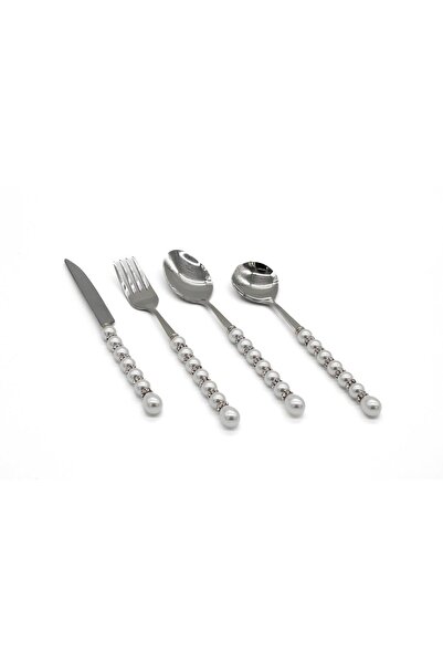 Mado Gallery Cutlery Set 4pcs Stainless Steel Pearl Crystal Handle Mirror Polished Dishwasher Safe Gift Box Set!