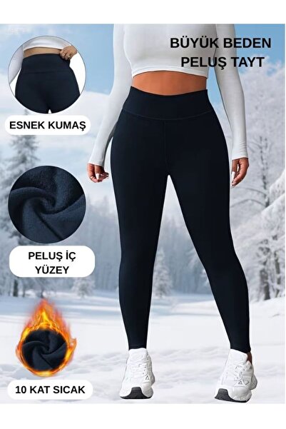 ICOLEXİN Büyük beden Peluş Tayt İçi Peluş Termal İçlik