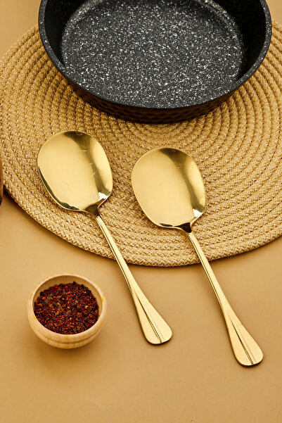 MODA OZY Gold-Silver Stainless Steel Serving Spoon 2 Pieces 21 cm