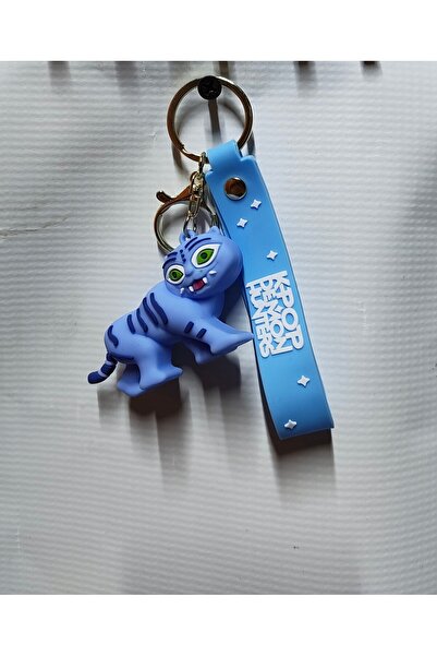 K-POP Breloc Homies – Pisică cartoon mov-albastru cu bandă decorativă