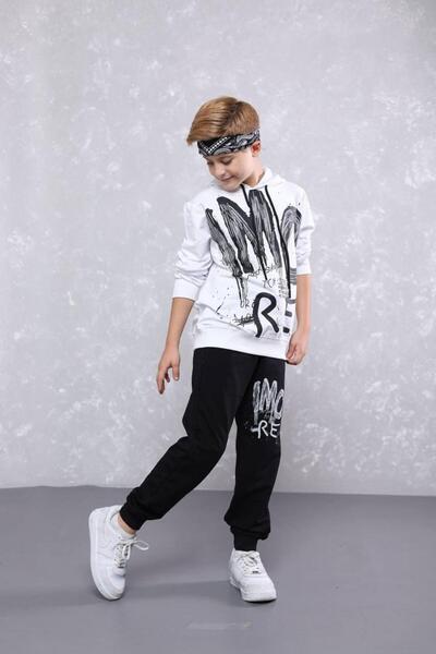 Özgür Kids Yazı Printed Hooded Double Boy's Suit