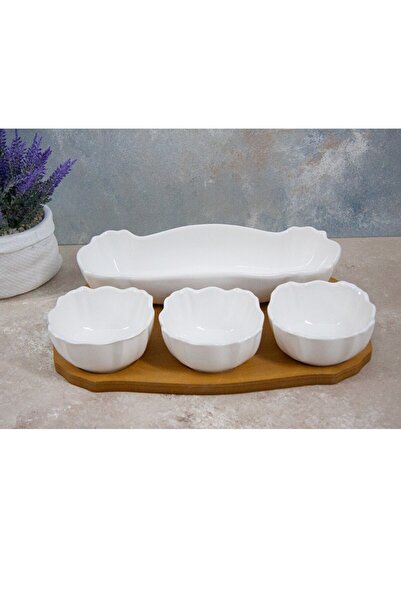 Mondecor Bambu Standlı 4'lü Sosluk -Çerezlik-Kahvaltılık Servis Sunumu