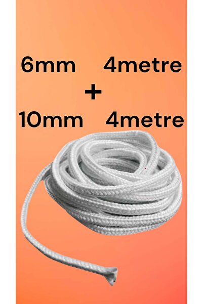 KİEGS Cam Elyaf/ Fiberglass/ Isıya Dayanıklı Fitil (6mm, 4 metre + 10mm ,4 me...