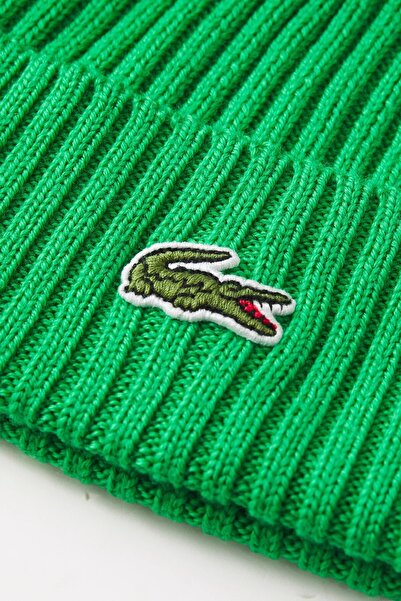 Lacoste Embroidery Logo 100% Wool Unisex Beanie Green