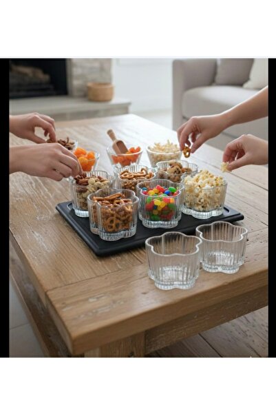 ORTAKÖY CENNETİ وعاء زجاجي للحلويات بتصميم زهور، 6 قطع، تصميم أنيق، سعة 240 س...