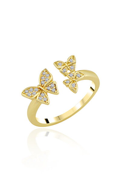 Cosmia Shine Shimmering Butterfly Adjustable Ring Gold