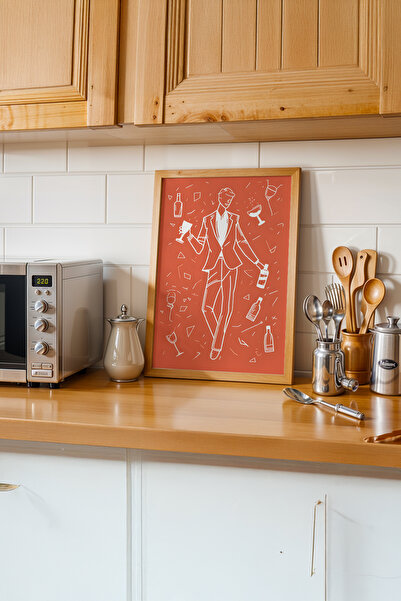 gxe.art Ζωγραφική αφίσας με θέμα τη γκουρμέ κουζίνα με ξύλινο πλαίσιο # 75