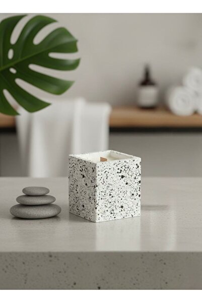 DİSAVERA Mini Kare Beton Mum – Modern Dekoratif Ev & Ofis Aksesuarı