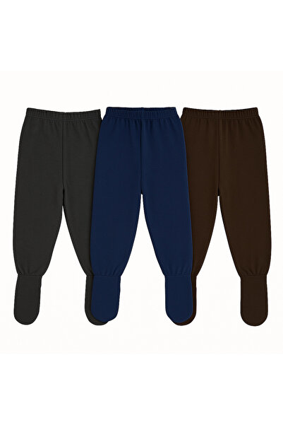 Melekpare Bebek Patikli Pantolon Kendinden Çoraplı Alt Pijama 3lü Set