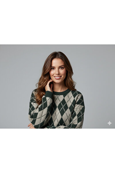 franky B Women's Trendy Diamond Pattern Knit Sweater