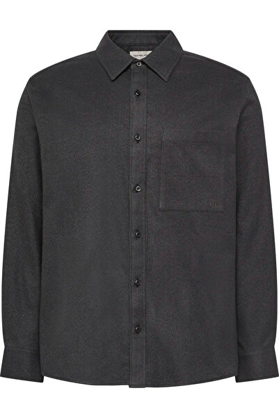 Calvin Klein LS MELANGE FLANNEL EASY SHIRT Erkek Siyah Gömlek