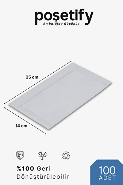 POŞETİFY Fatura Cebi 14X25 100 Adet Yapışkanlı Kargo Evrak Cebi Şeffaf Dayanı...