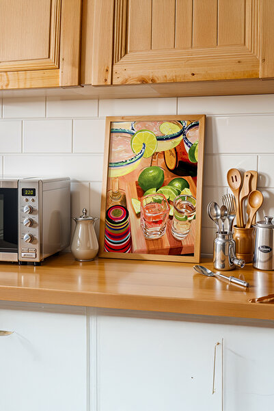 gxe.art Poster cu rama din lemn care reflecta atmosfera minimala a bucatariei...