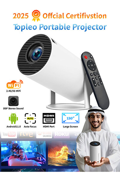 Topleo جهاز عرض محمول للجيب 5G WIFI Android11.0 يدعم المسرح المنزلي بدقة Full HD 1080P مقاس 130 بوصة