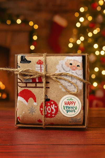 MEKİK BUTİK Kutulu yılbaşı hediyesi - unisex Noel çorabı - kutulu hediye çorap